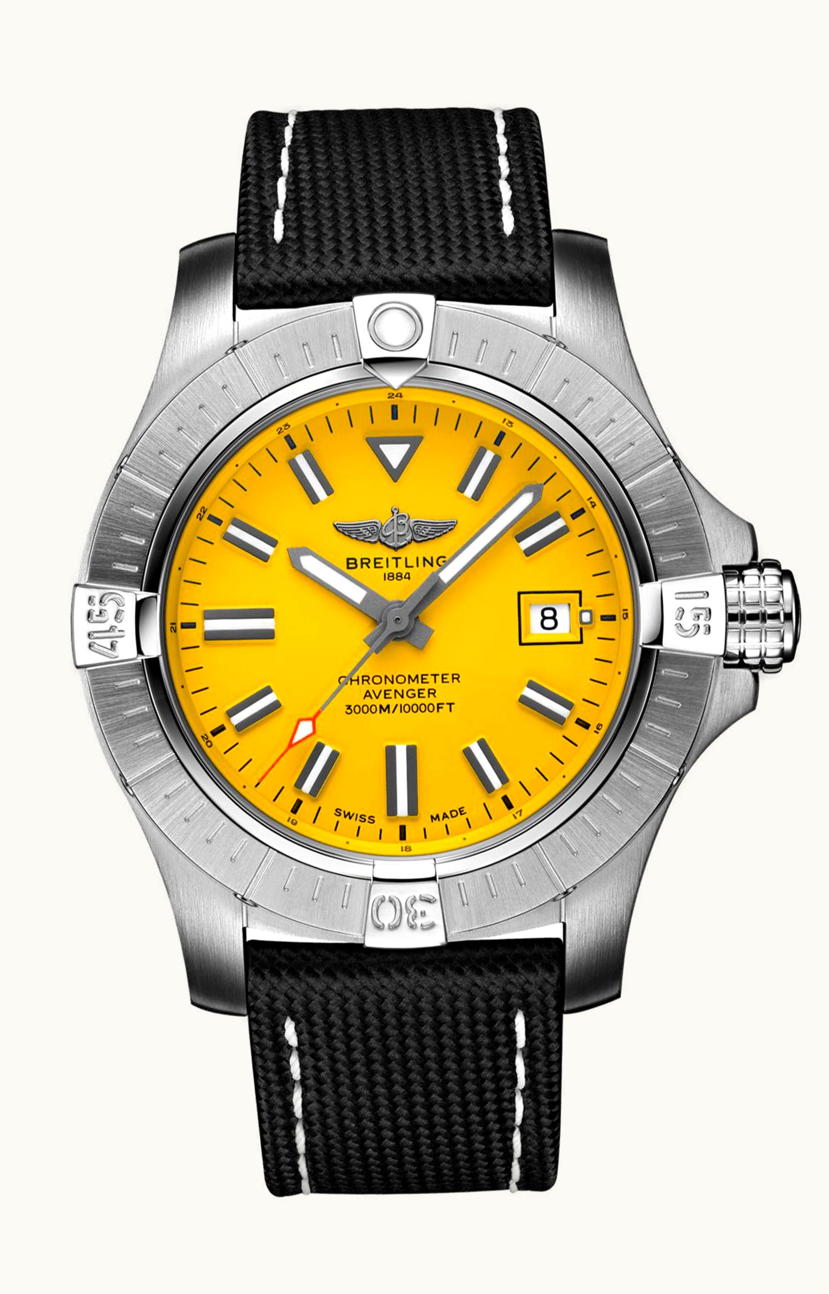 Breitling Avenger Automatic 45 Seawolf Stainless Steel / Yellow / Military / Folding