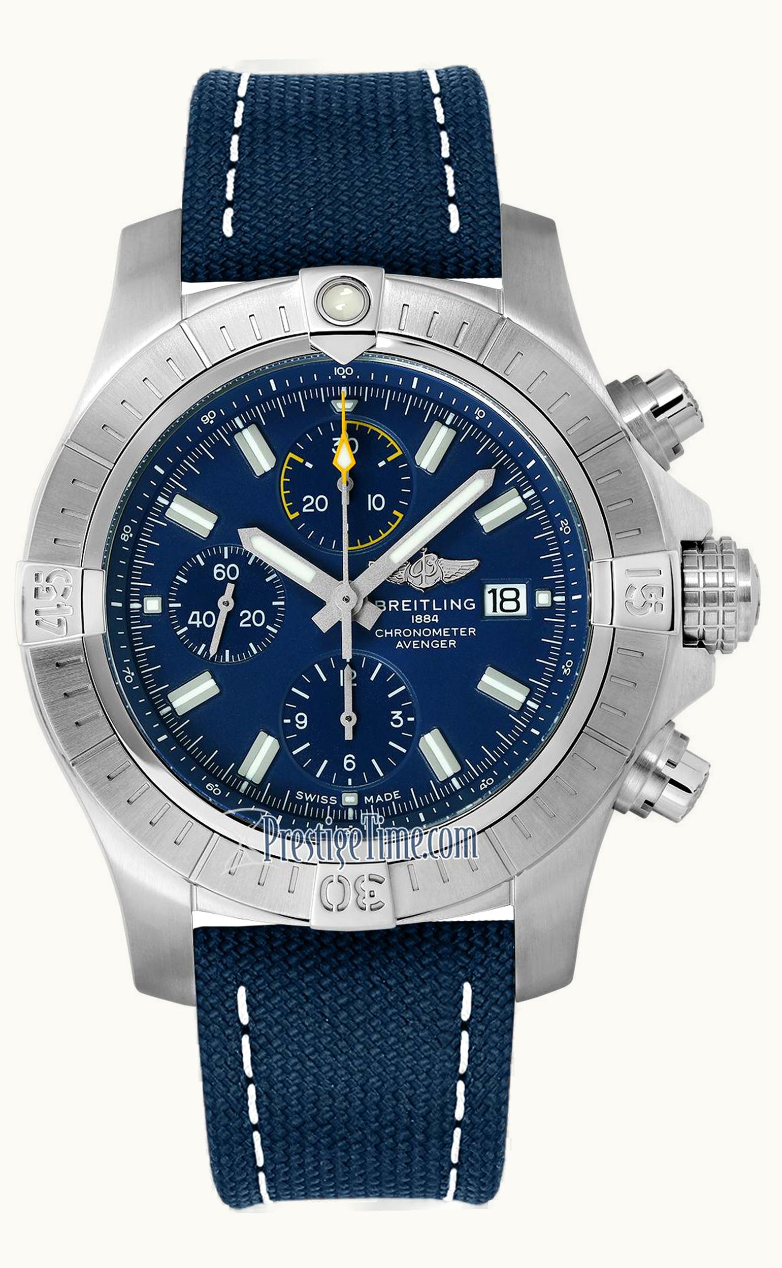 Breitling Avenger Chronograph 45 Stainless Steel / Blue / Military / Folding
