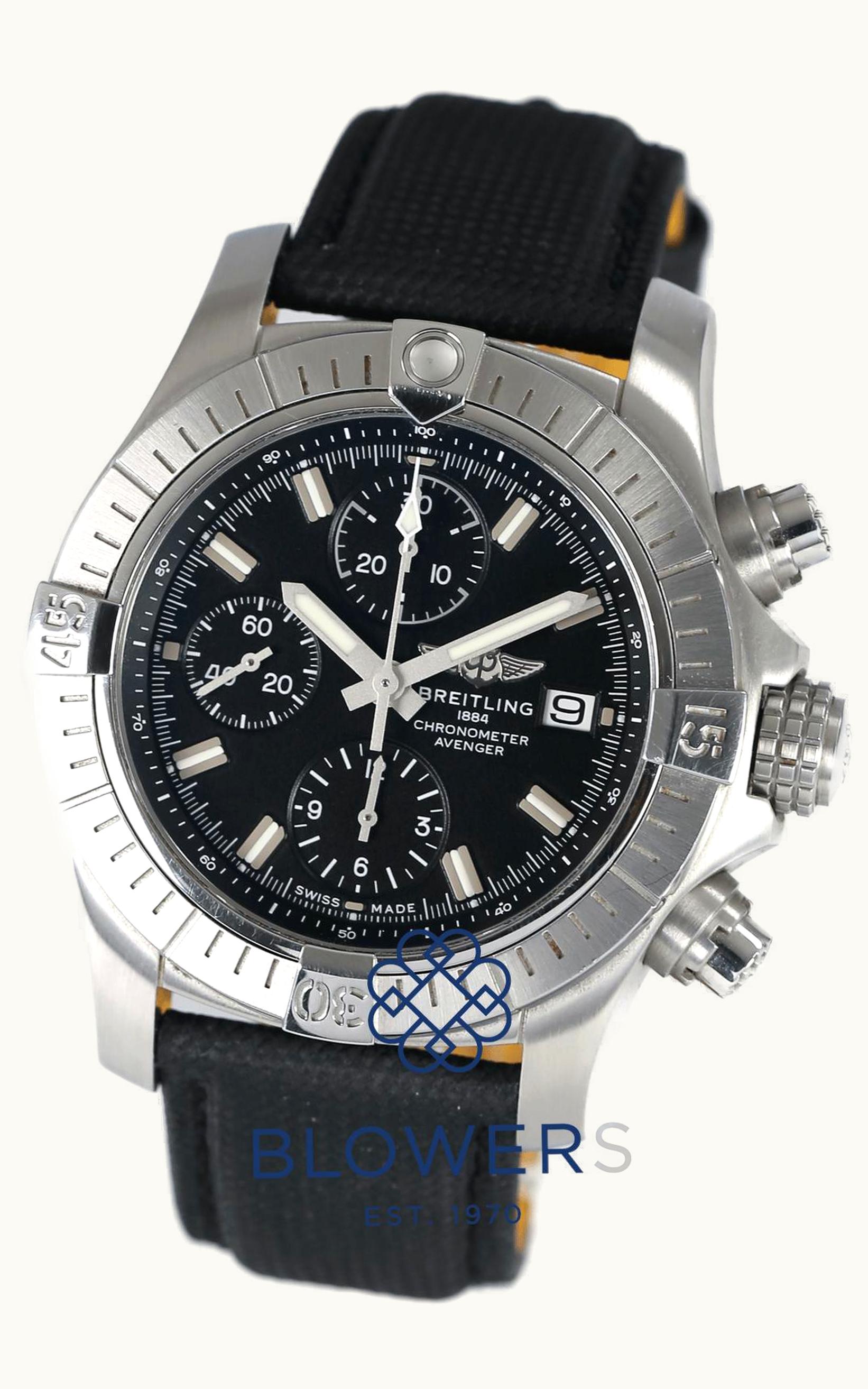 Breitling Avenger Chronograph 43 Stainless Steel / Black / Military / Folding
