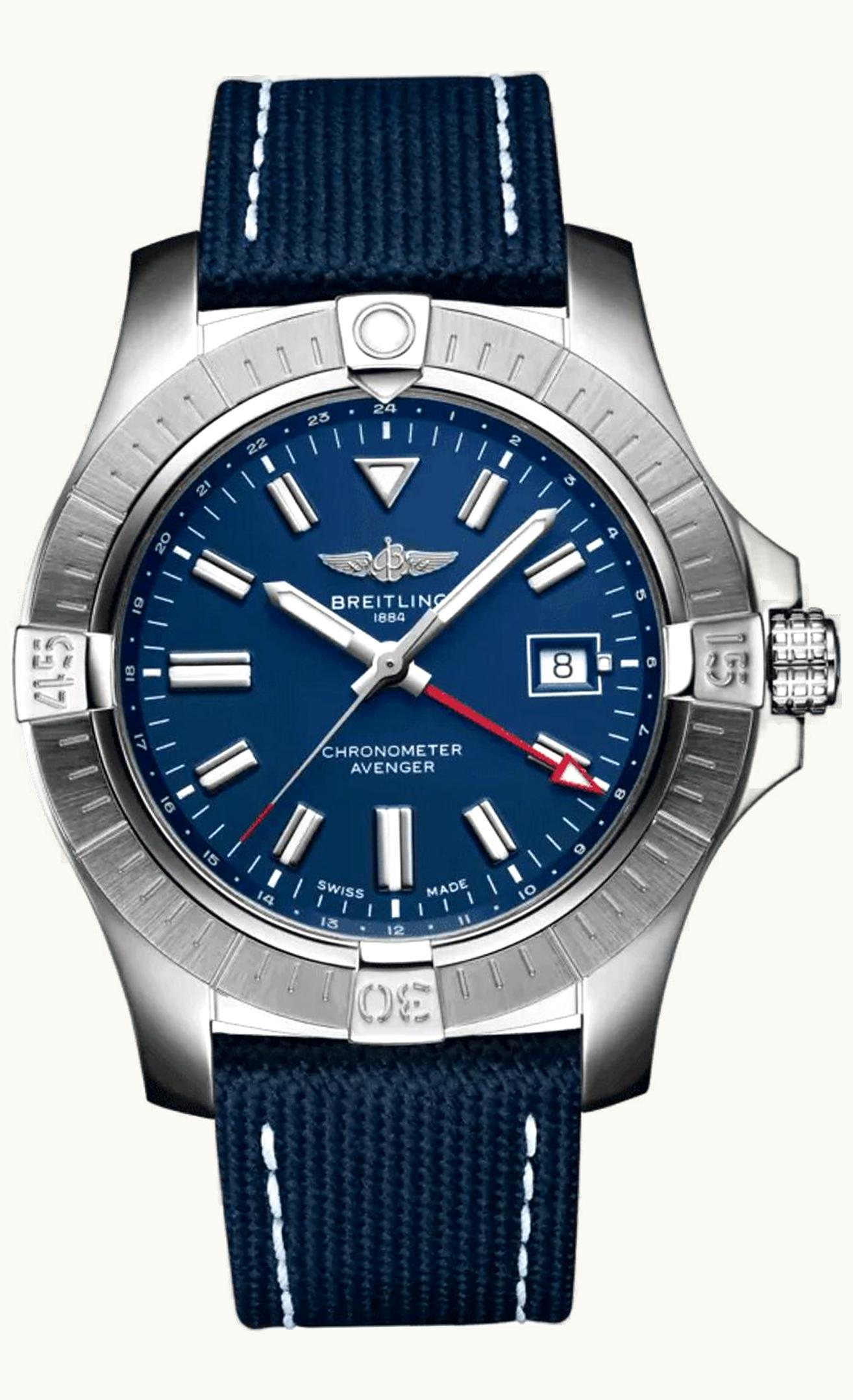 Breitling Avenger Automatic GMT 45 Stainless Steel / Blue / Military / Folding