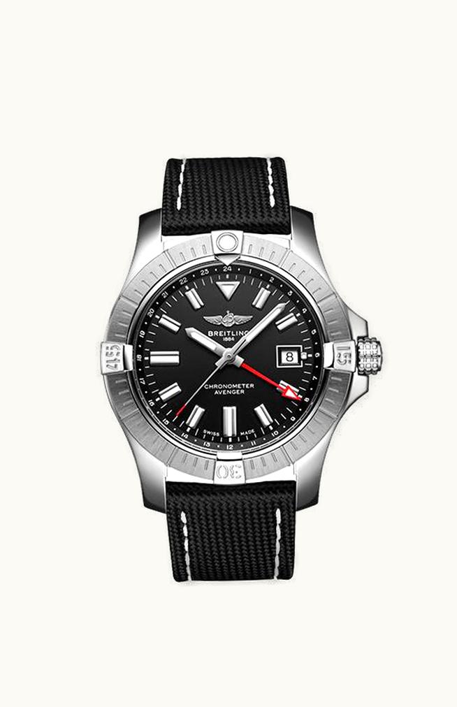 Breitling Avenger Automatic GMT 43 Stainless Steel / Black / Calf / Pin