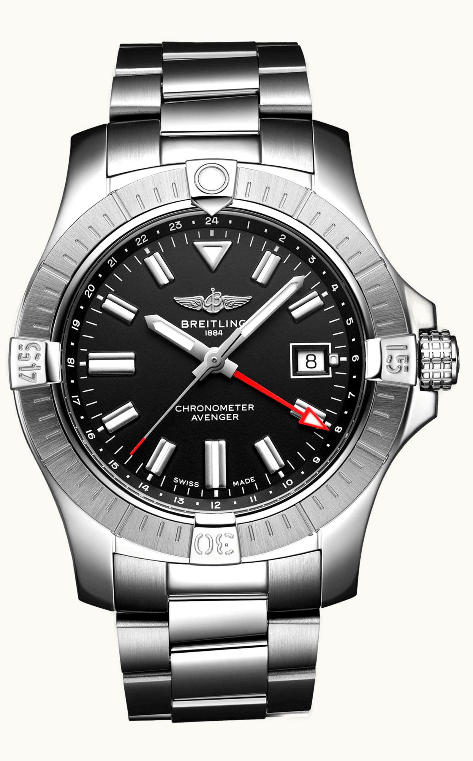 Breitling Avenger Automatic GMT 43 Stainless Steel / Black / Bracelet