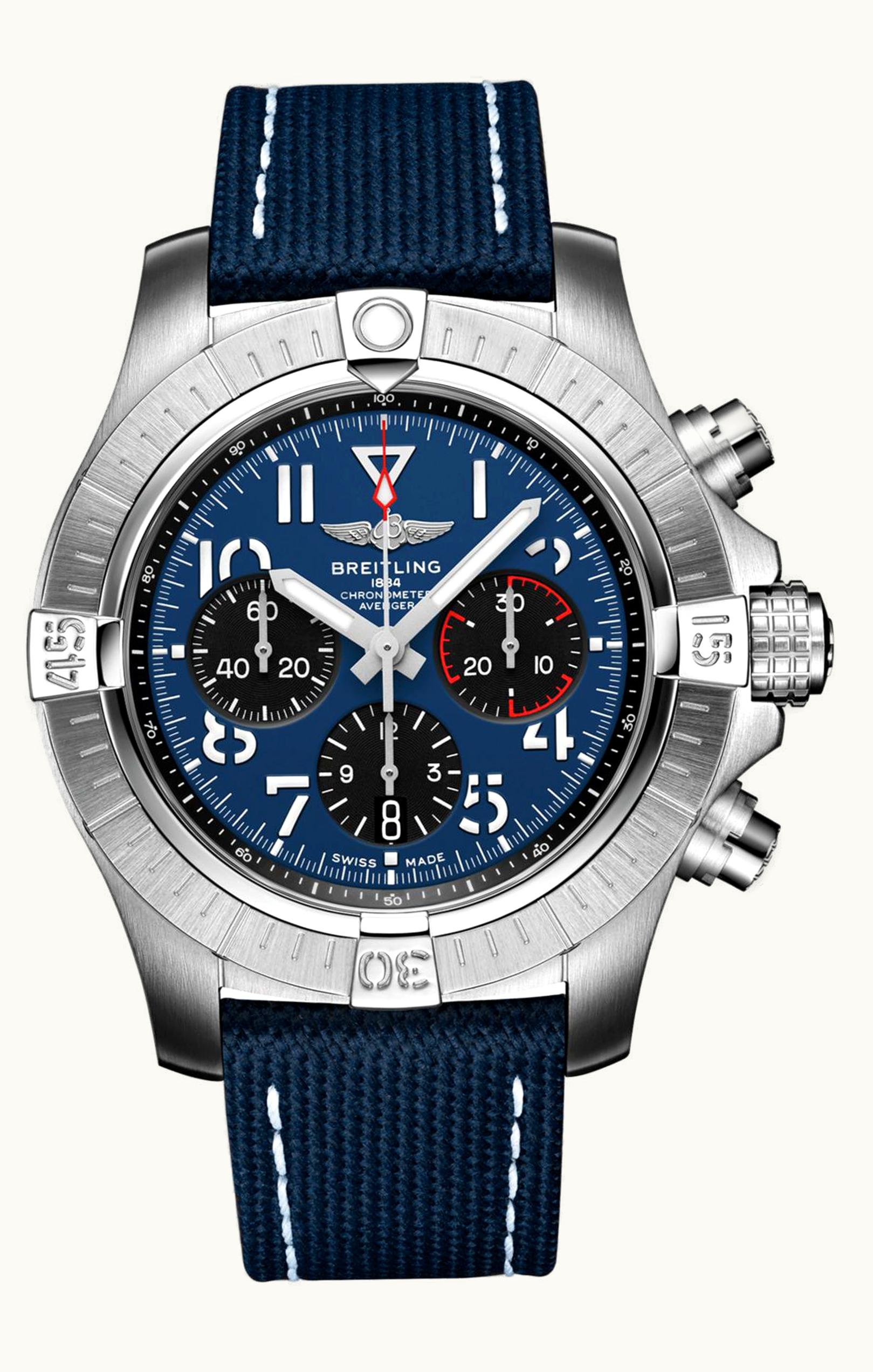 Breitling Avenger B01 Chronograph 45 Stainless Steel / Blue / Strap - Pin