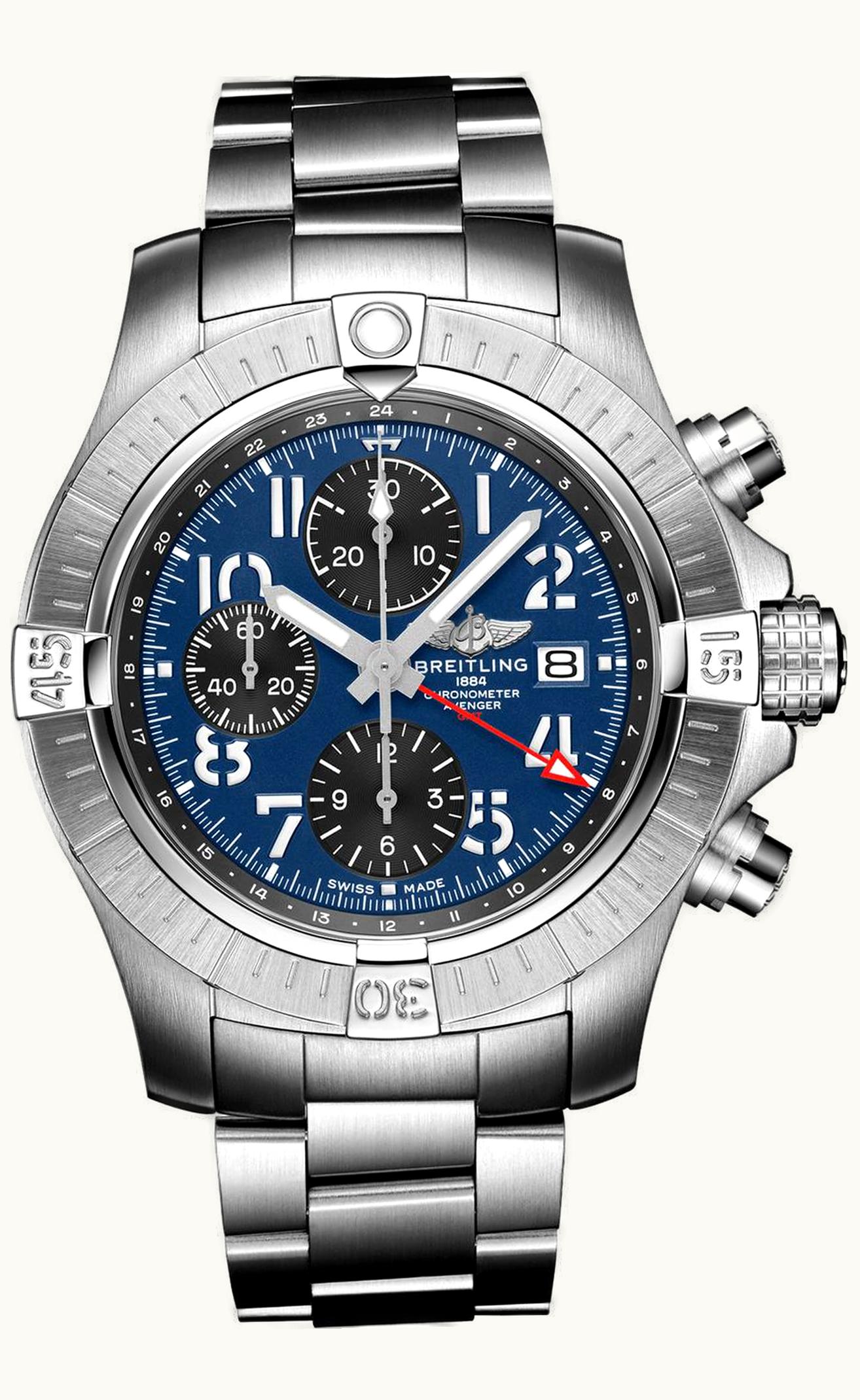 Breitling Avenger Chronograph GMT 45 Stainless Steel / Blue / Bracelet
