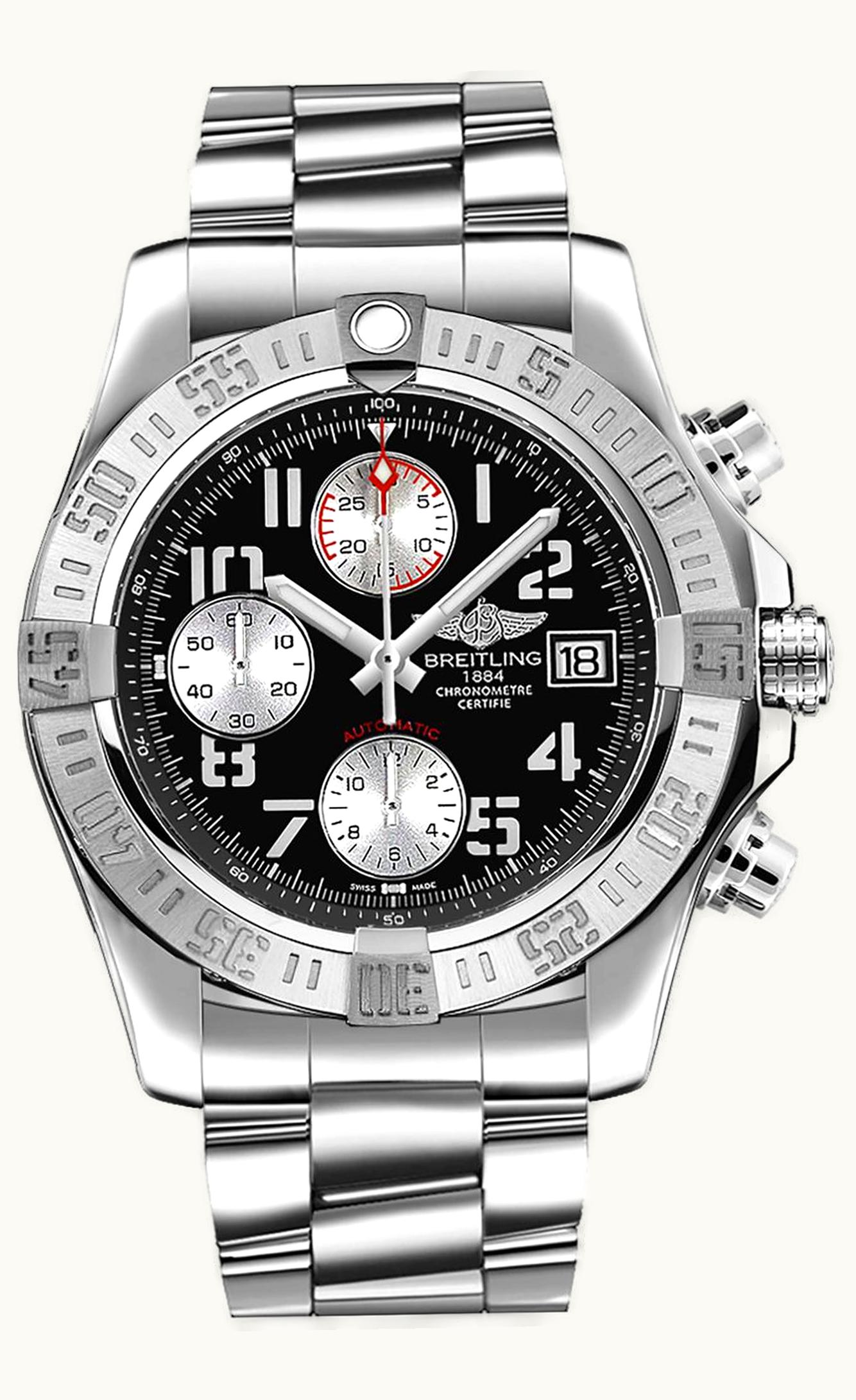 Breitling Avenger II Stainless Steel / Volcano Black / Bracelet