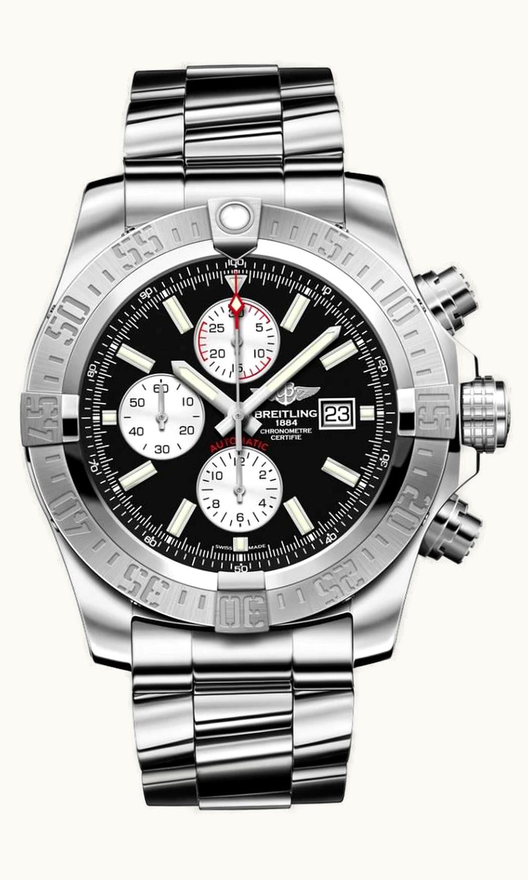 Breitling Super Avenger II Stainless Steel / Volcano Black / Bracelet