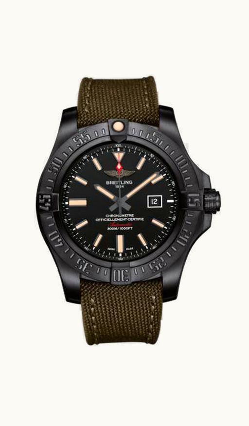 Breitling Avenger Blackbird 48 Black Titanium / Volcano Black / Military / Pin