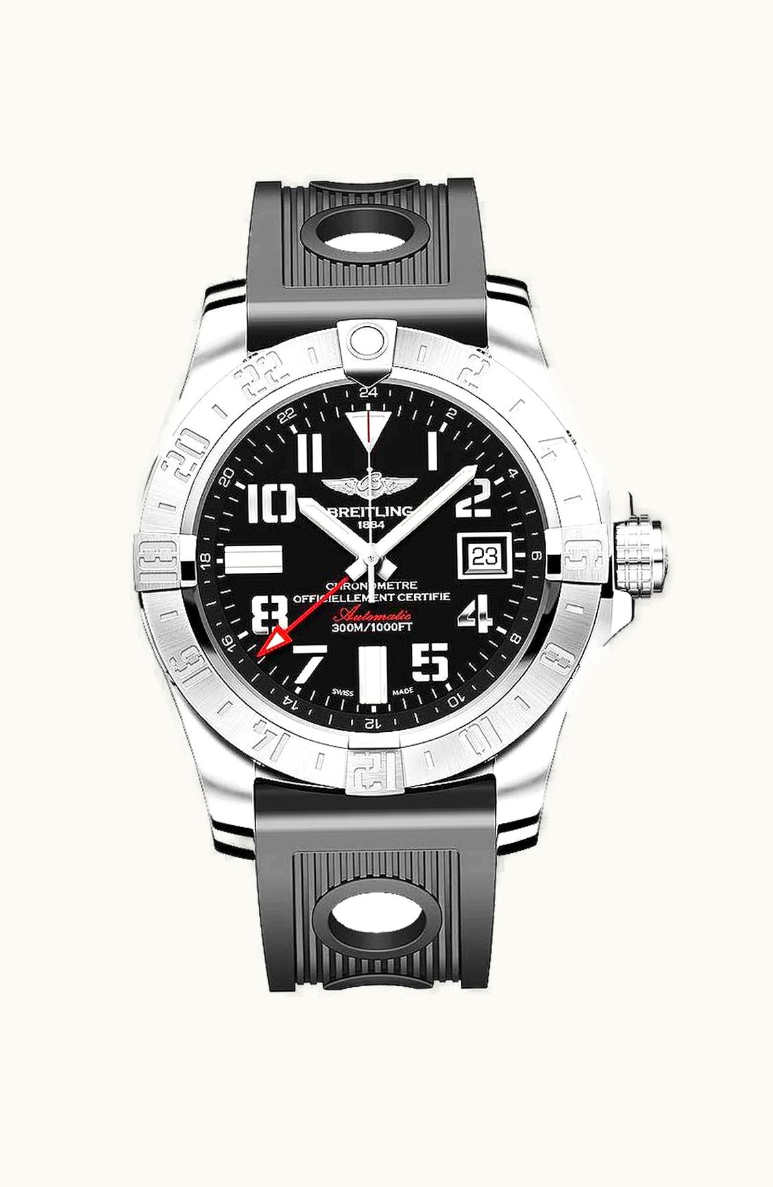 Breitling Avenger II GMT Stainless Steel / Volcano Black / Rubber