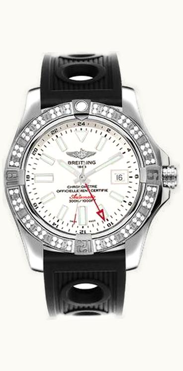 Breitling Avenger II GMT Stainless Steel / Diamond / Stratus Silver / Military