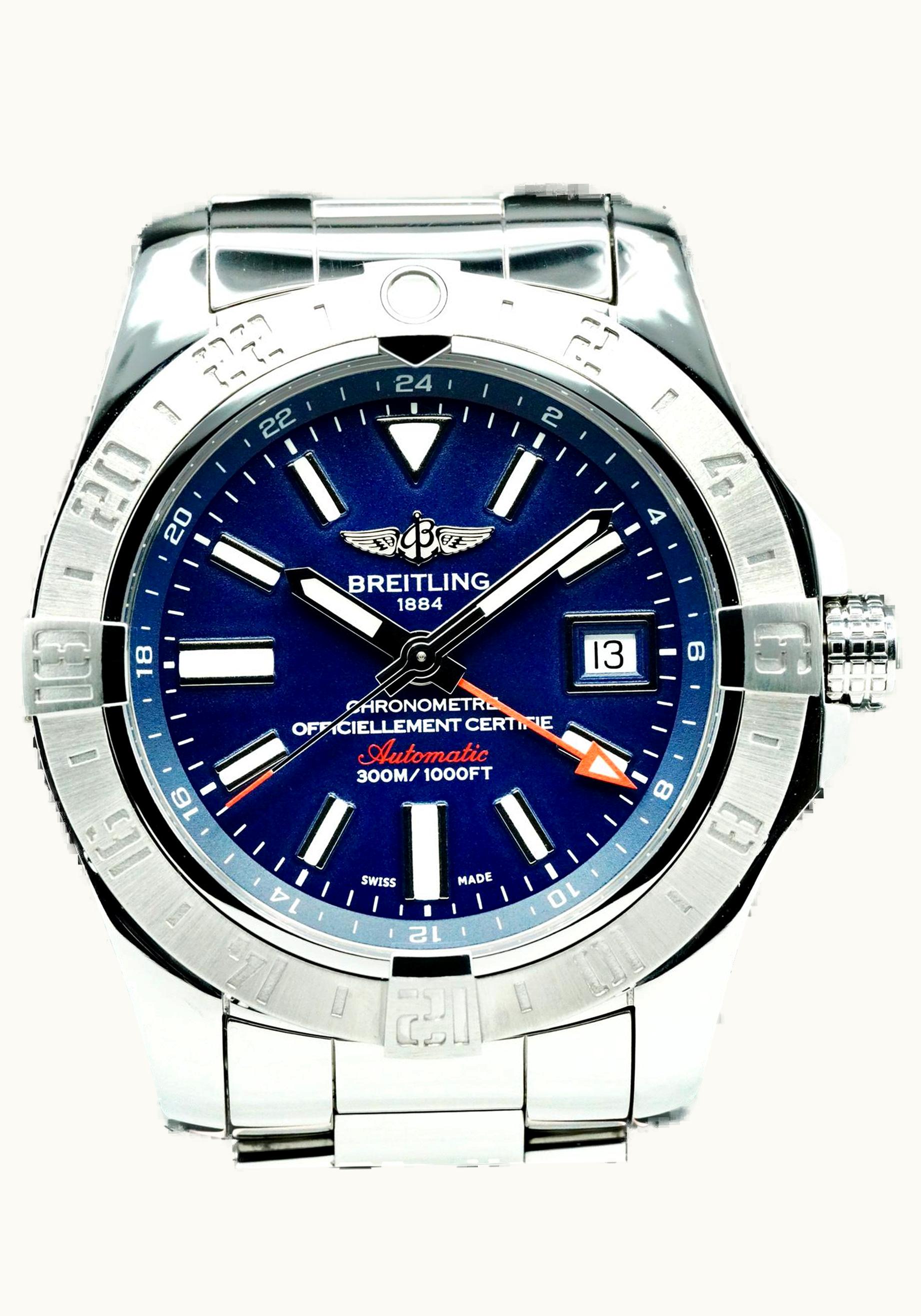 Breitling Avenger II GMT Stainless Steel / Diamond / Volcano Black / Bracelet