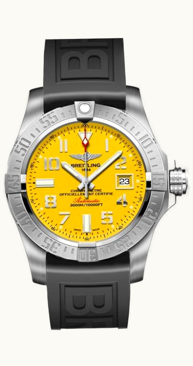 Breitling Avenger II GMT Stainless Steel / Diamond / Volcano Black / Military