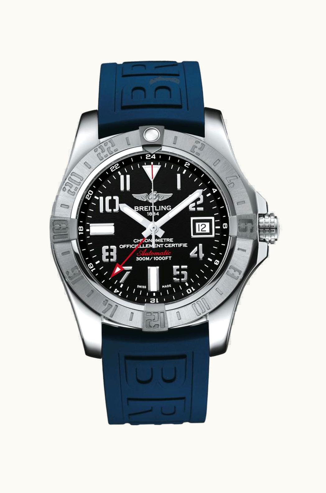 Breitling Avenger II GMT Stainless Steel / Diamond / Volcano Black / Military