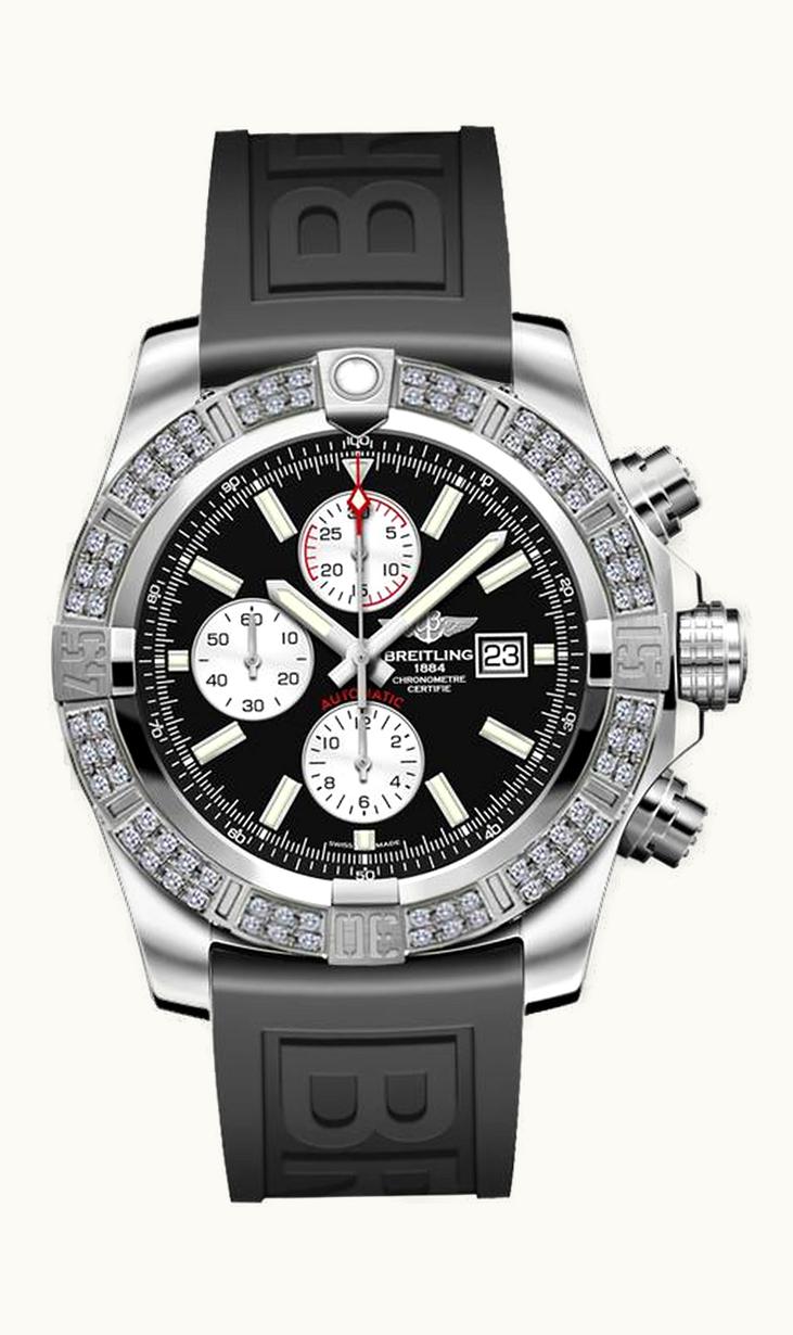 Breitling Super Avenger II Stainless Steel / Diamond / Volcano Black / Rubber / Folding