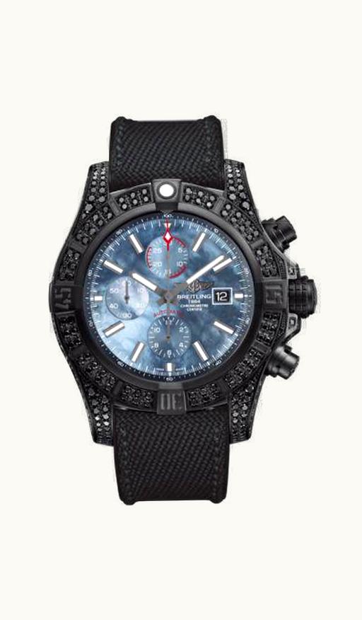 Breitling Super Avenger II Diamondworks / Black Steel / Blue MOP / Military