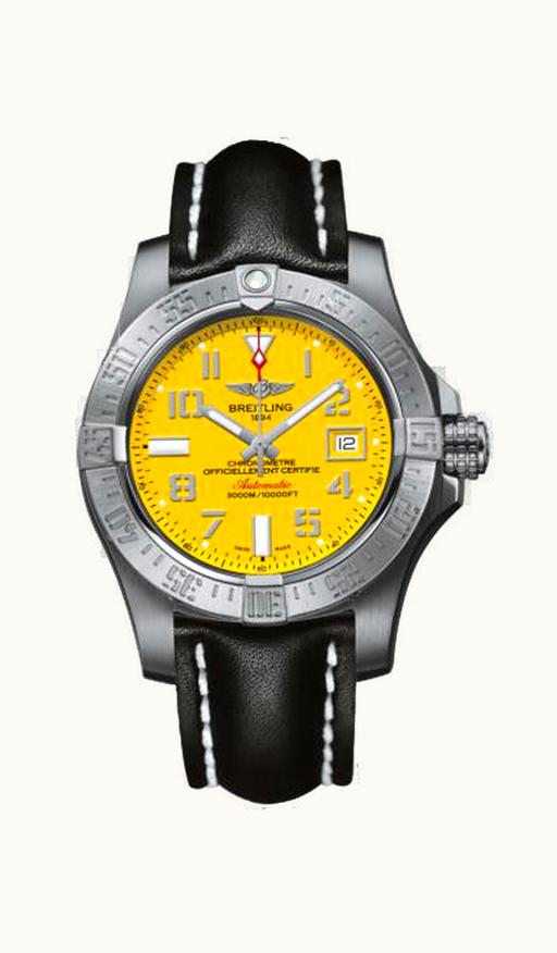 Breitling Avenger II Seawolf Stainless Steel / Cobra Yellow / Calf / Pin