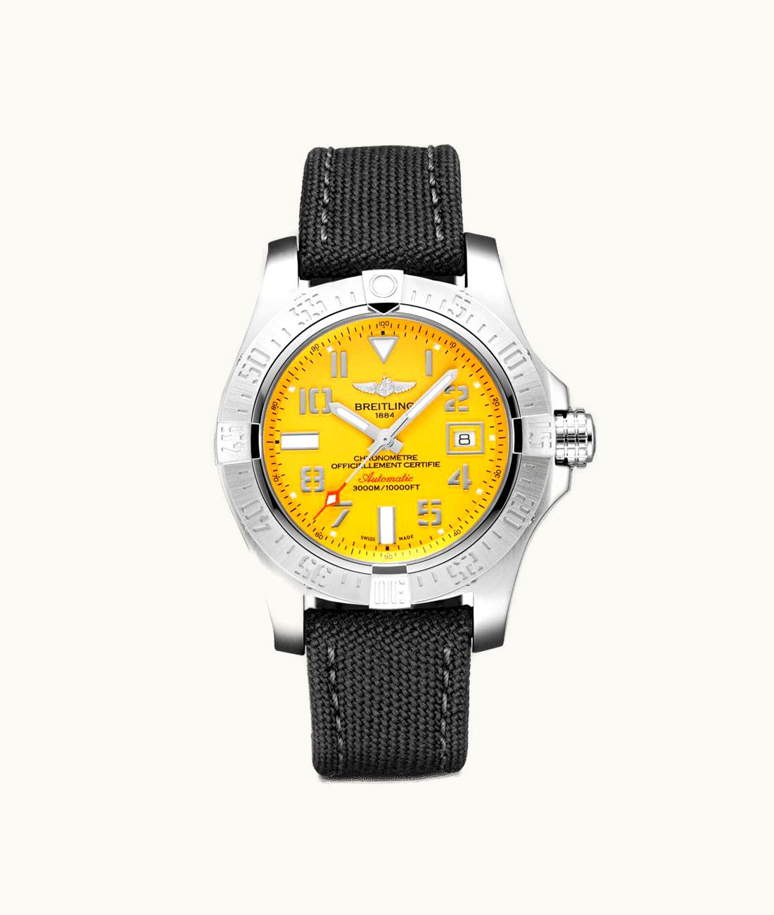 Breitling Avenger II Seawolf Stainless Steel / Cobra Yellow / Military / Pin