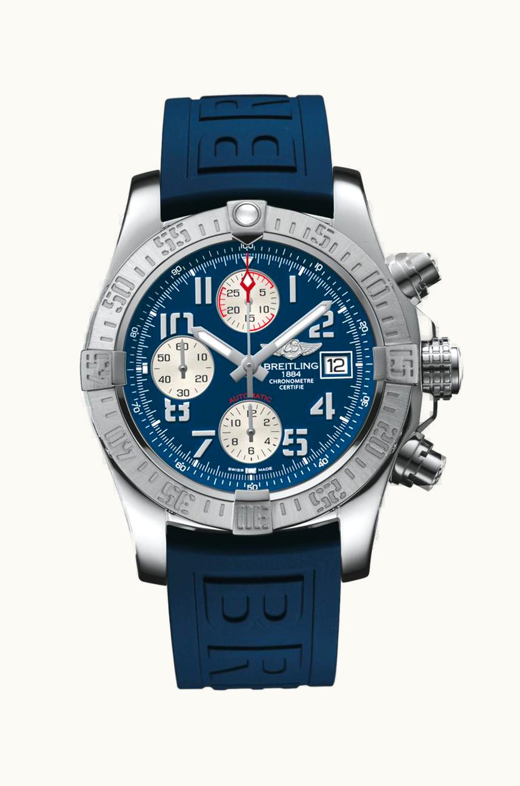 Breitling Avenger II Stainless Steel / Mariner Blue / Rubber / Pin