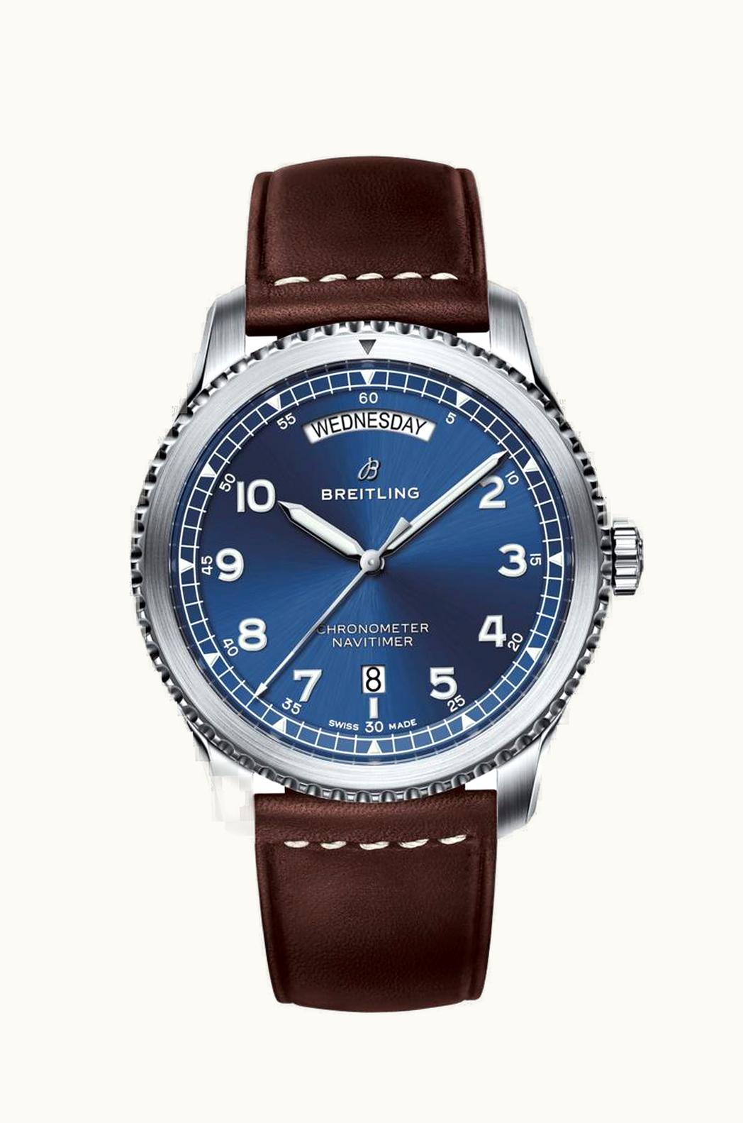 Breitling Navitimer 8 Automatic Day & Date 41 Stainless Steel / Blue / Brown Calf / Pin