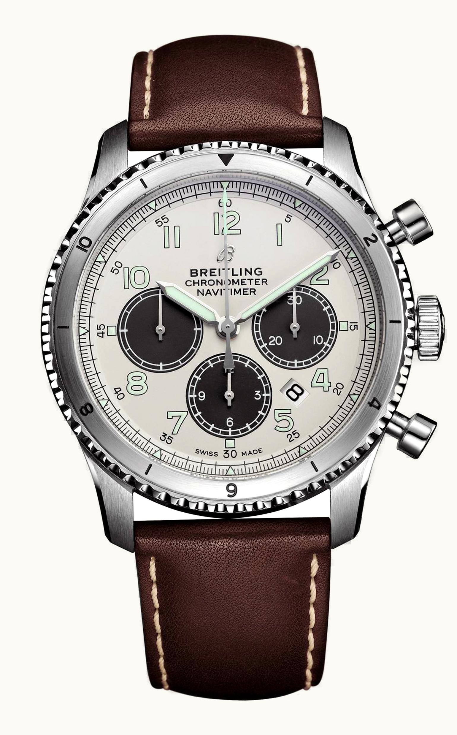 Breitling Aviator 8 B01 Chronograph 43 Stainless Steel / Silver / Brown Croco