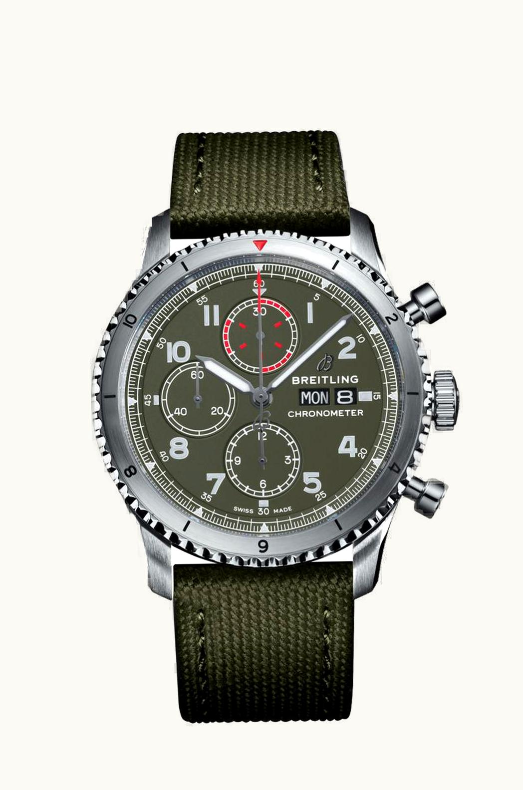 Breitling Aviator 8 Chronograph 43 Stainless Steel / Curtiss Warhawk / Canvas / Folding