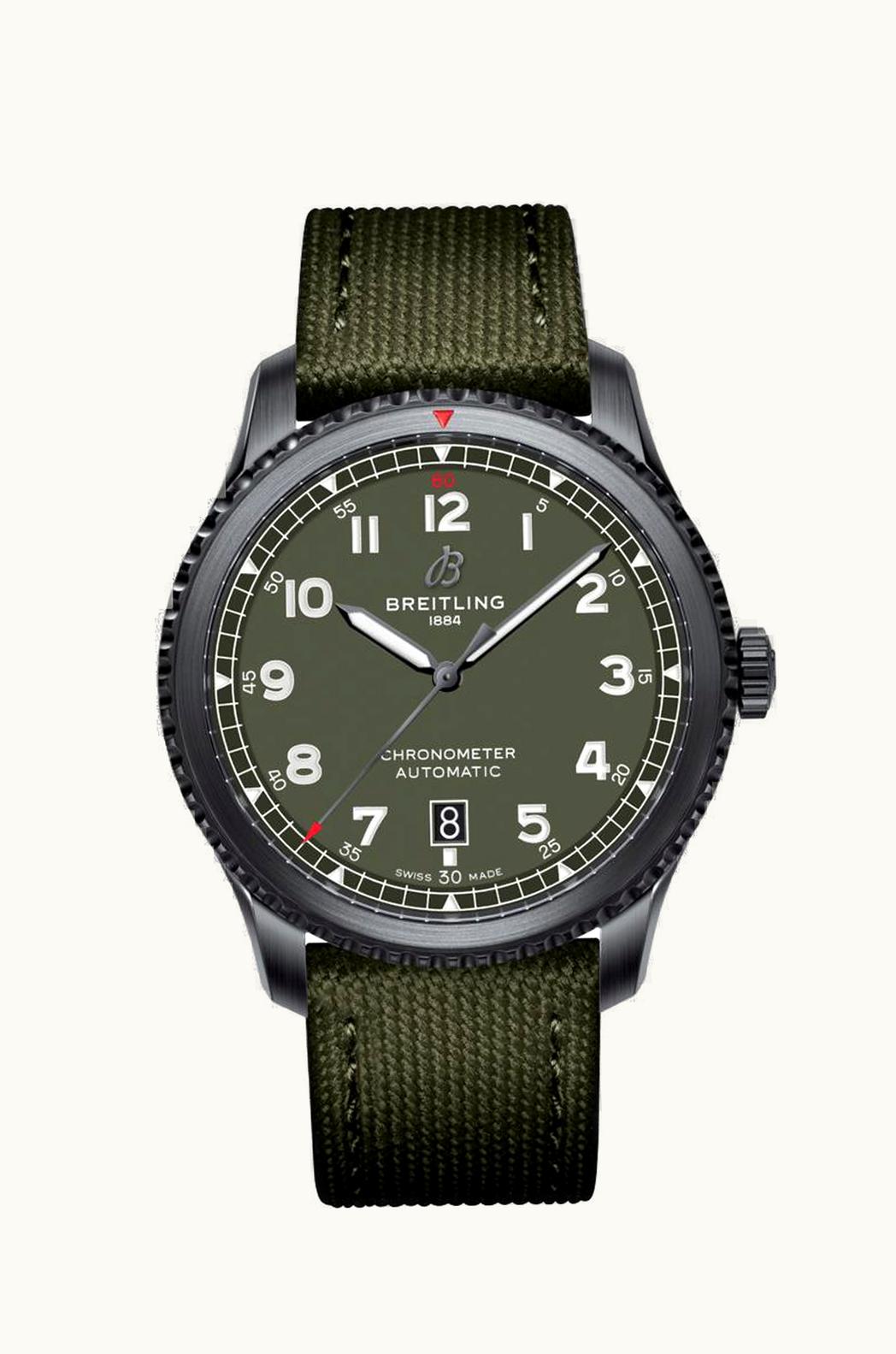 Breitling Aviator 8 Automatic 41 Blacksteel / Curtiss Warhawk / Canvas / Folding