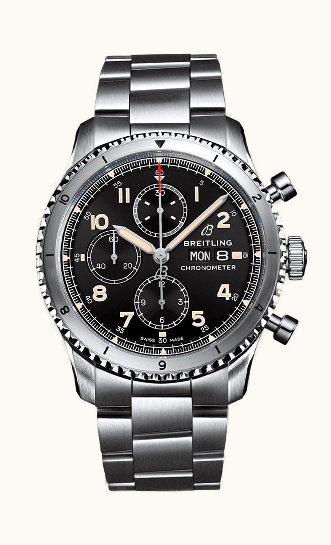 Breitling Aviator 8 Chronograph 43 Stainless Steel / Black / Bracelet