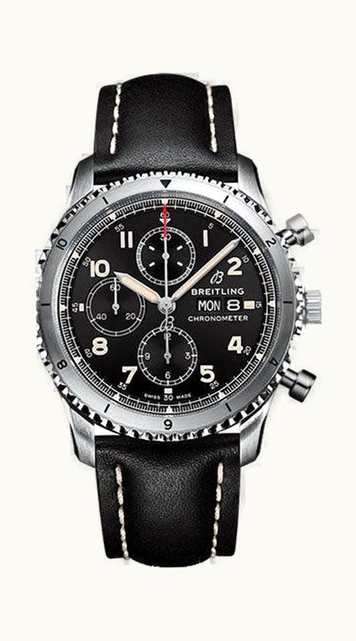 Breitling Aviator 8 Chronograph 43 Stainless Steel / Black / Calf / Folding