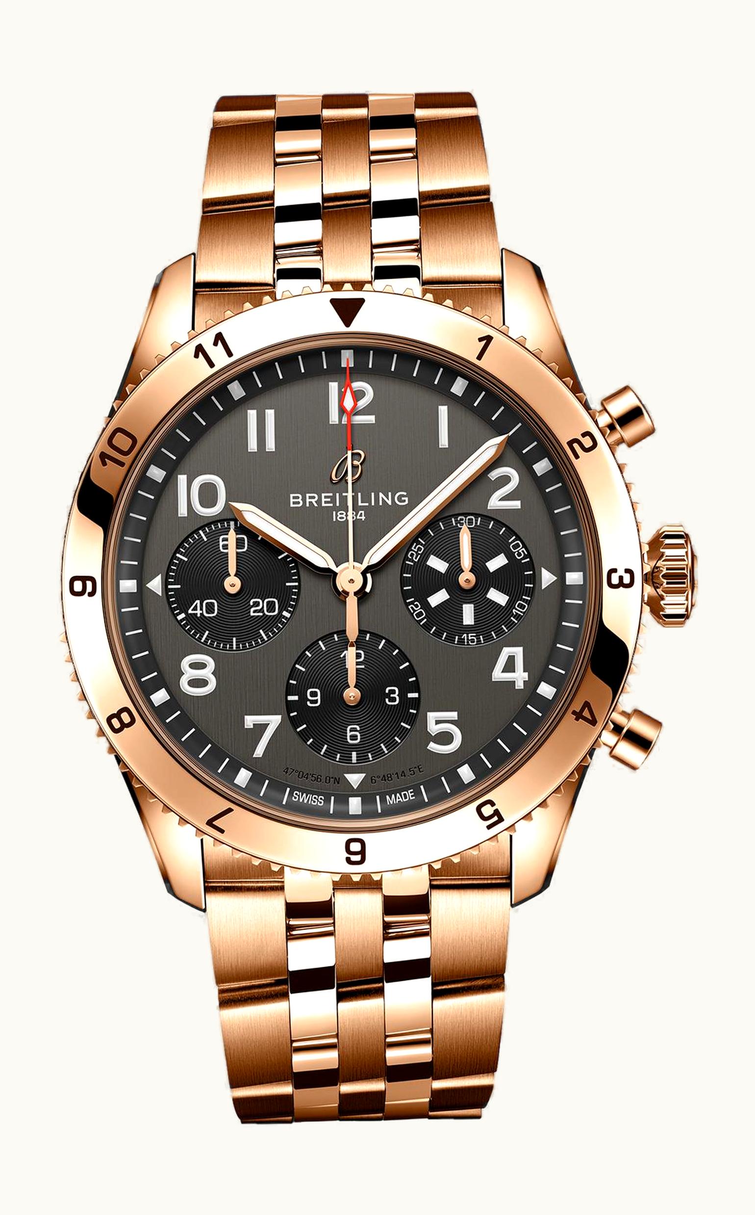 Breitling Classic AVI Chronograph P-51 Mustang Red Gold / Bracelet