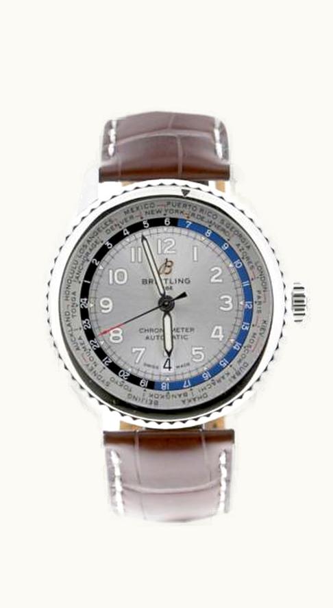 Breitling Navitimer 8 B35 Automatic Unitime 43 Stainless Steel / Silver / Brown Croco / Folding