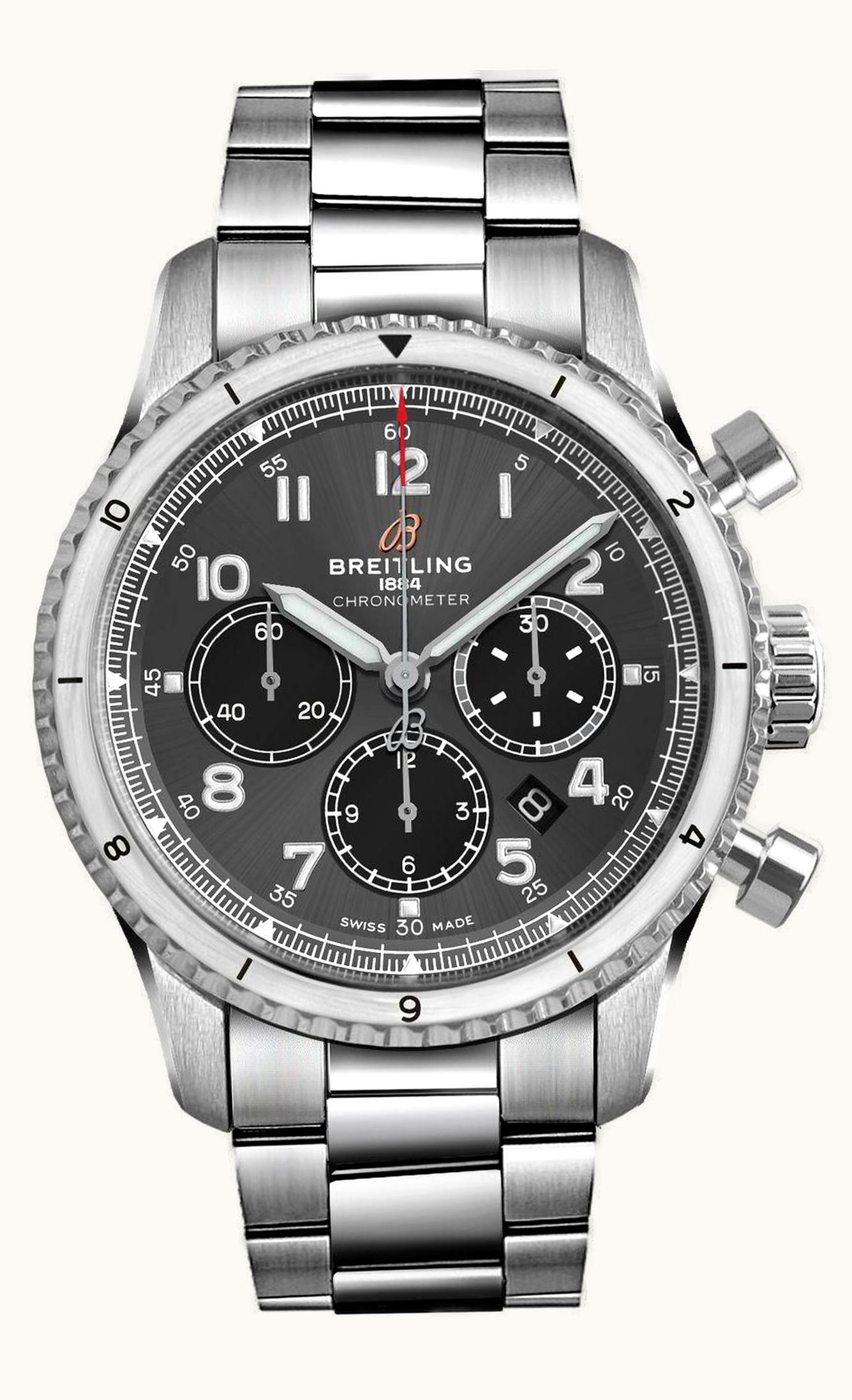 Breitling Aviator 8 B01 Chronograph 43 Stainless Steel / Anthracite / Croco / Folding