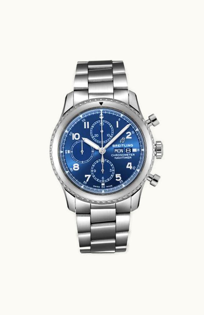 Breitling Aviator 8 B01 Chronograph 43 Stainless Steel / Blue / Croco / Pin