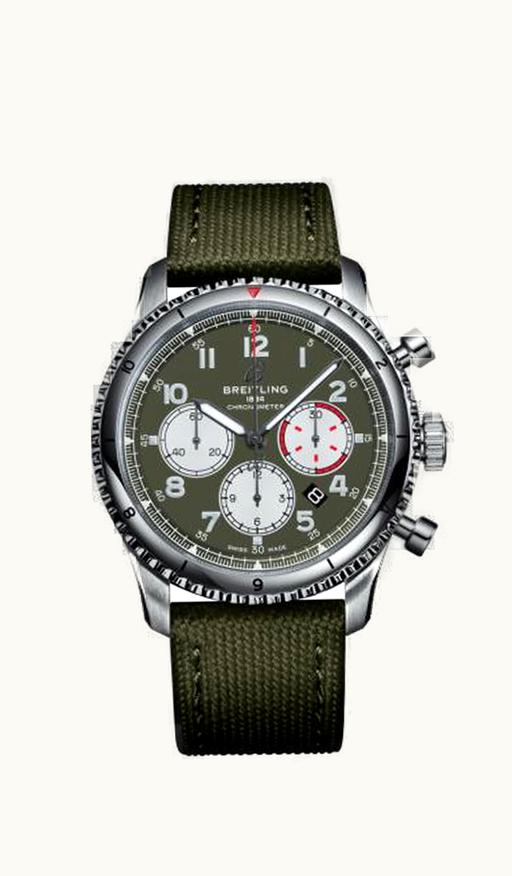 Breitling Aviator 8 Chronograph 43 Stainless Steel / Black / Calf / Pin