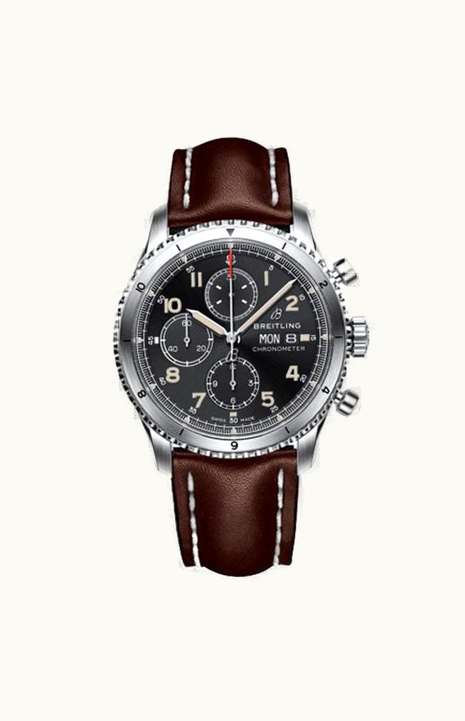 Breitling Aviator 8 Chronograph 43 Stainless Steel / Black / Calf / Folding