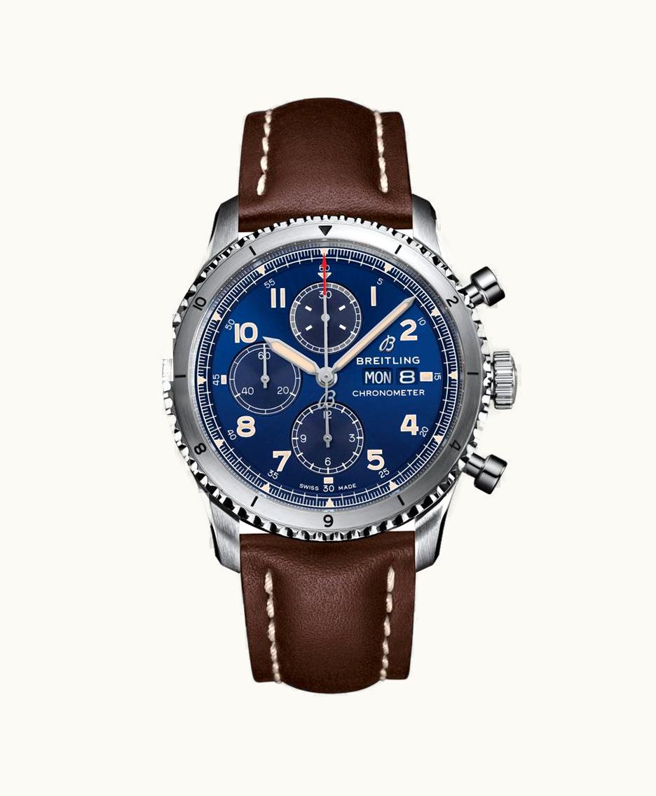 Breitling Aviator 8 Chronograph 43 Stainless Steel / Blue / Calf / Folding