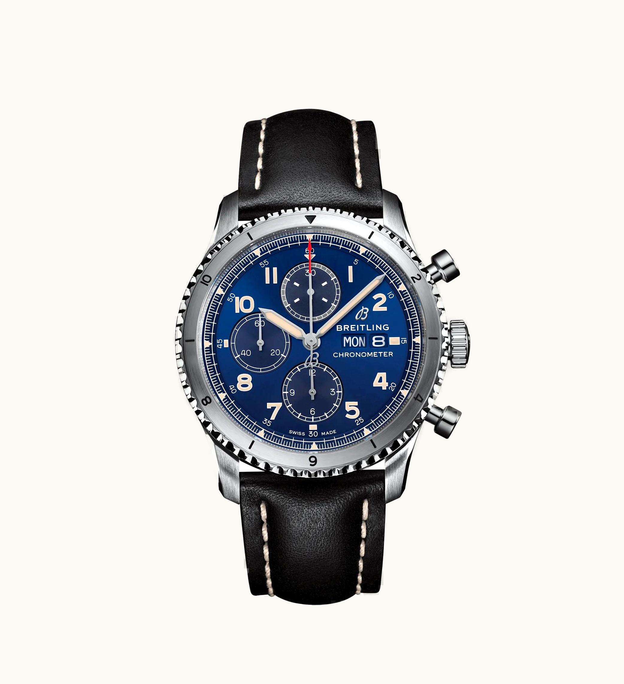 Breitling Aviator 8 Chronograph 43 Stainless Steel / Blue / Calf / Pin