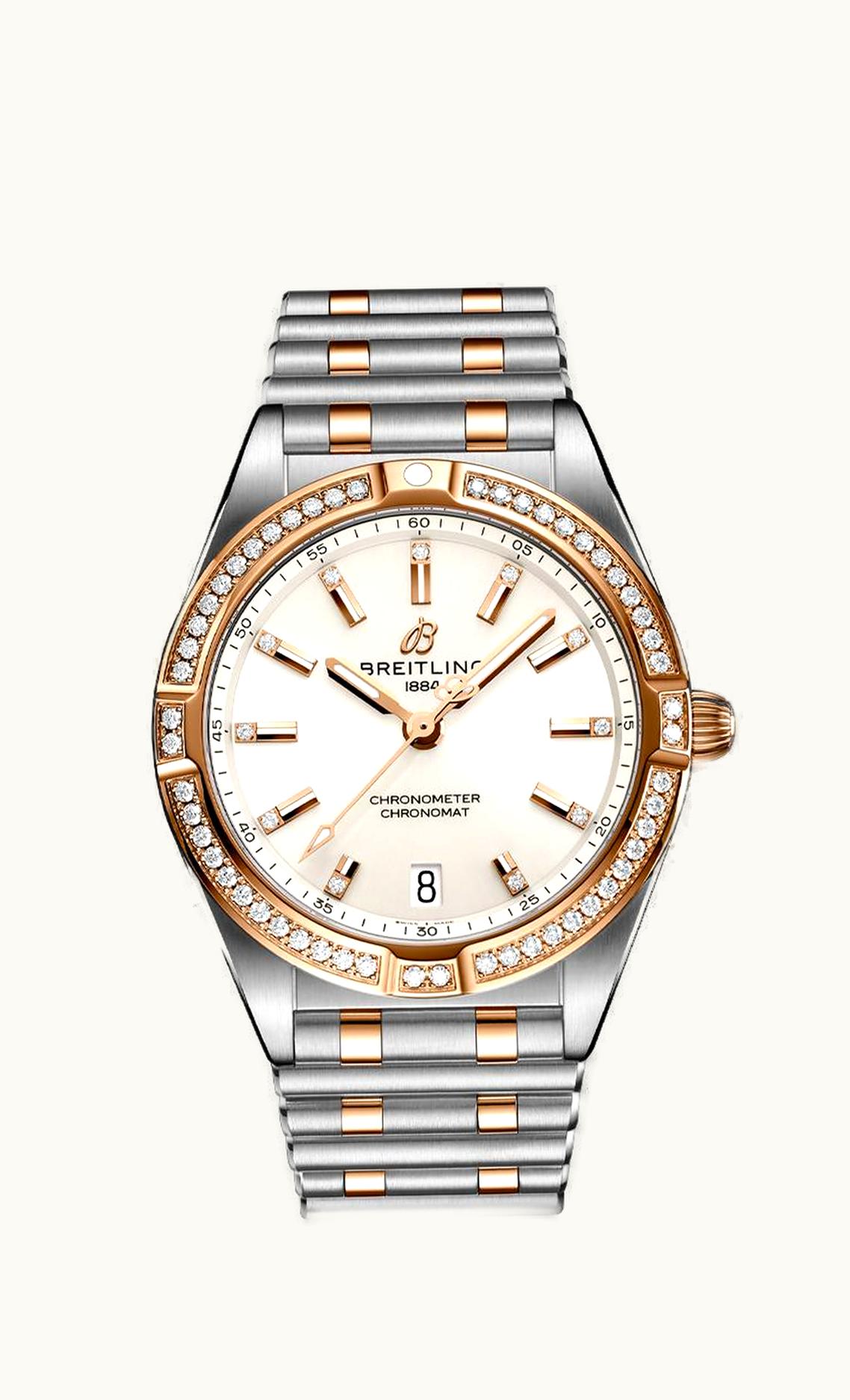 Breitling Chronomat 32 Stainless Steel / Red Gold - Diamond / White / Rouleaux