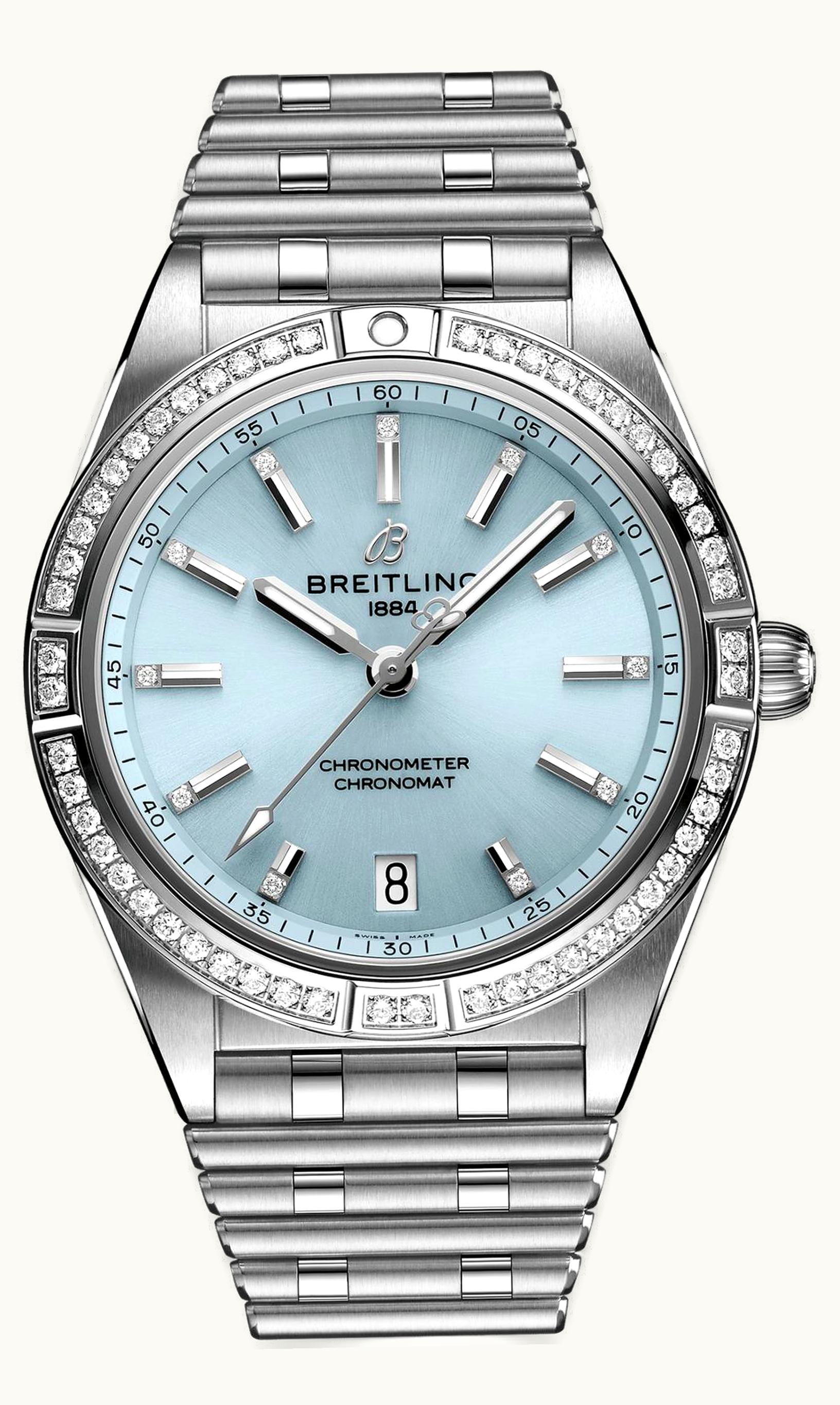 Breitling Chronomat Automatic 36 Stainless Steel - White Gold - Diamond / Ice Blue / Bracelet