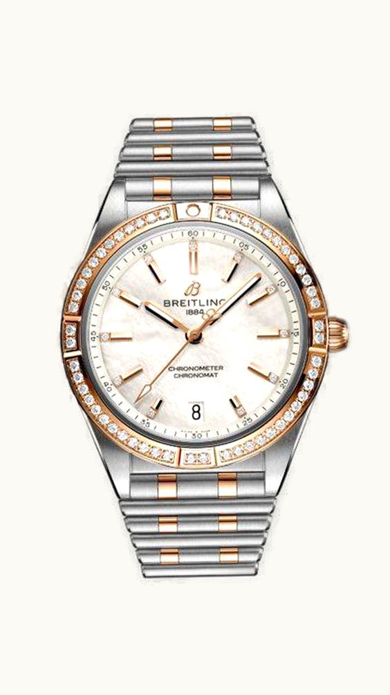 Breitling Chronomat Automatic 36 Stainless Steel / Red Gold - Diamond / MOP / Rouleaux / Boutique Edition