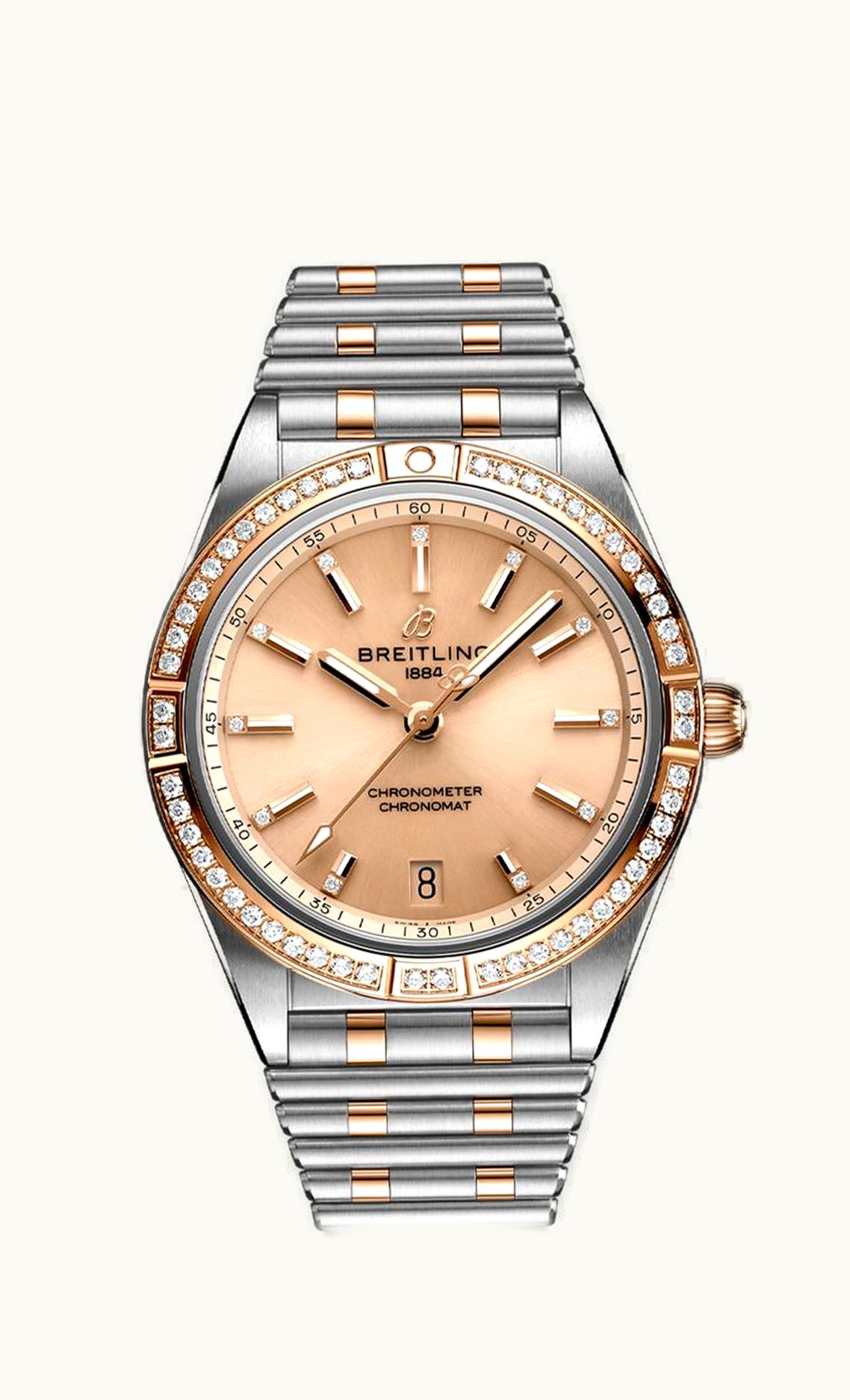 Breitling Chronomat Automatic 36 Stainless Steel / Red Gold - Diamond / Copper / Rouleaux