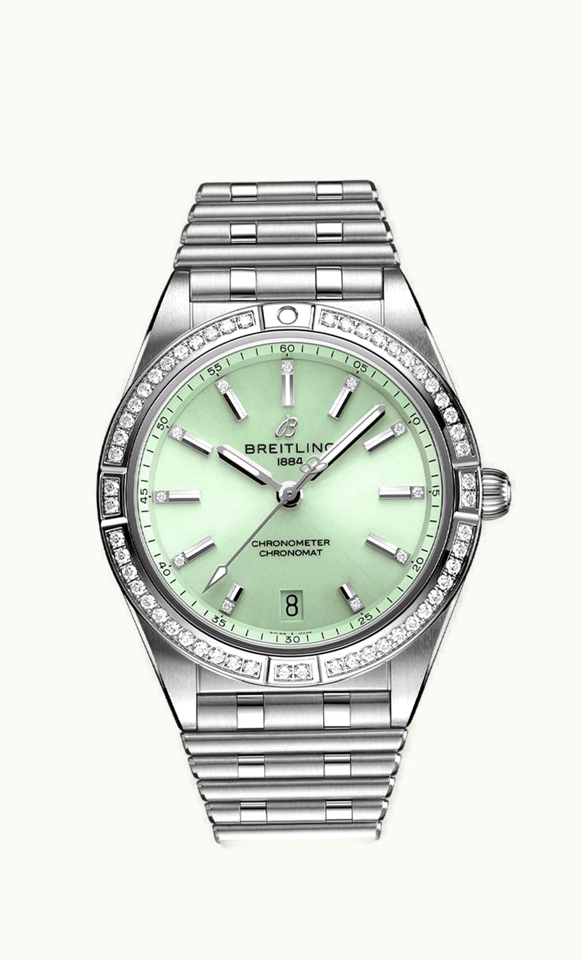 Breitling Chronomat Automatic 36 Stainless Steel - Diamond / Green / Rouleaux