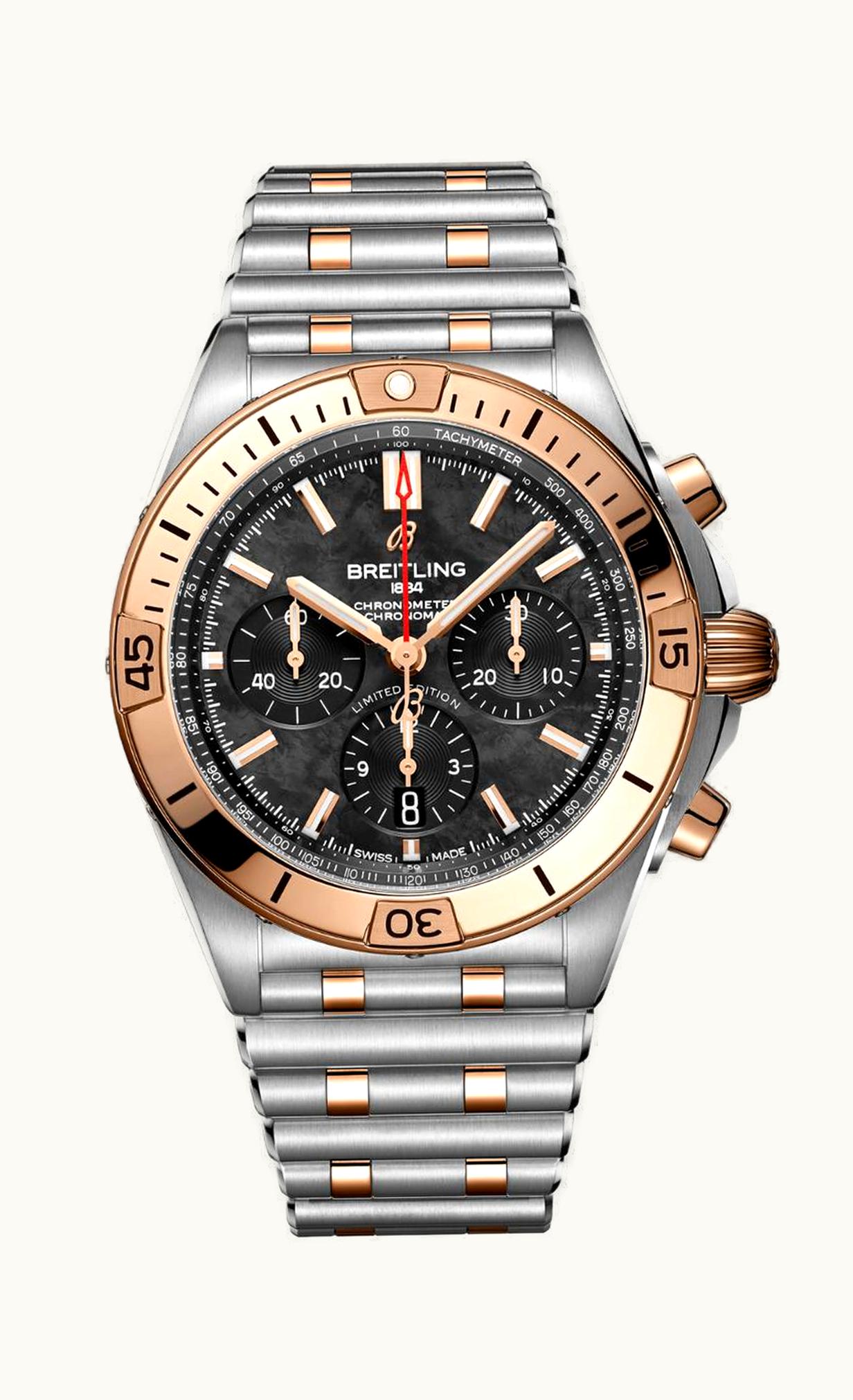 Breitling Chronomat B01 42 Stainless Steel / Red Gold / Black MOP / USA