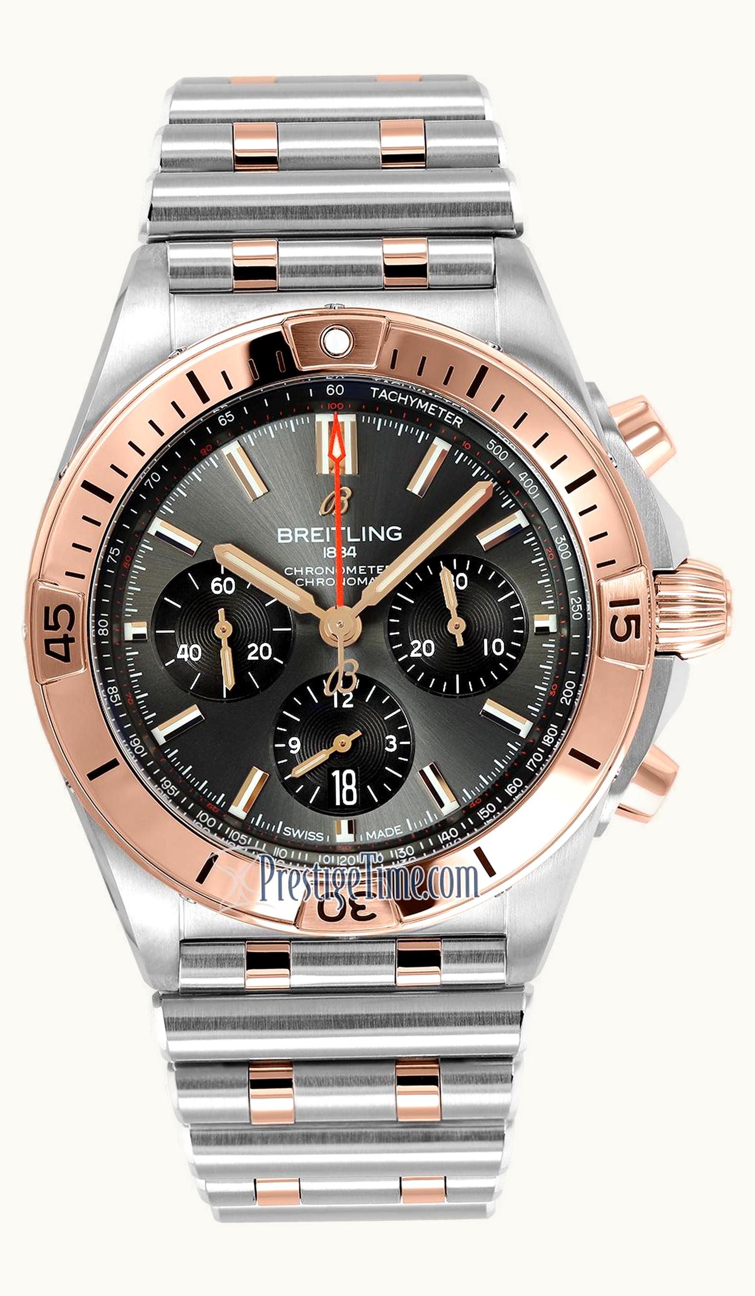 Breitling Chronomat B01 42 Stainless Steel / Red Gold / Anthracite  / Rouleaux