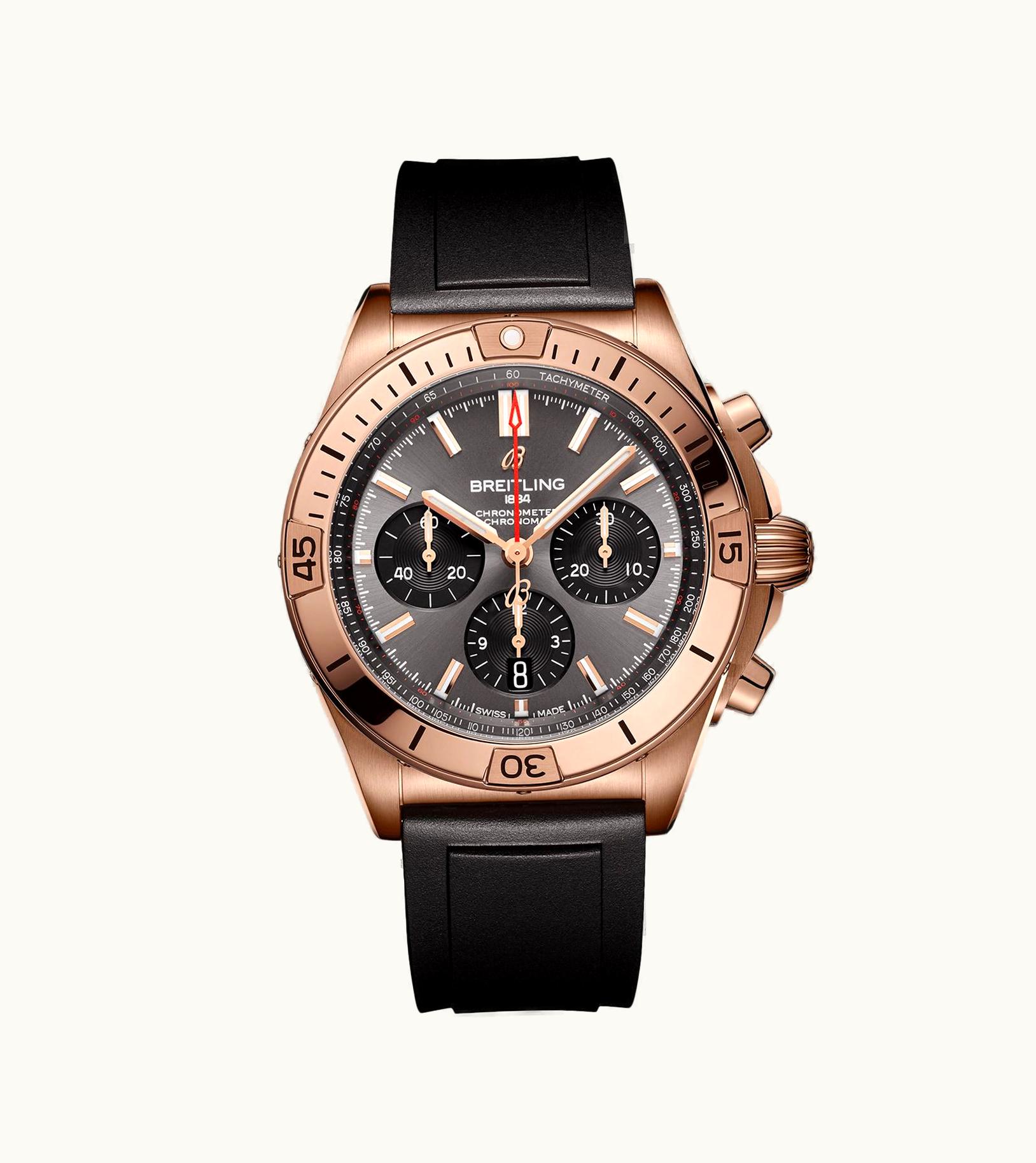 Breitling Chronomat B01 42 Red Gold / Anthracite / Rubber