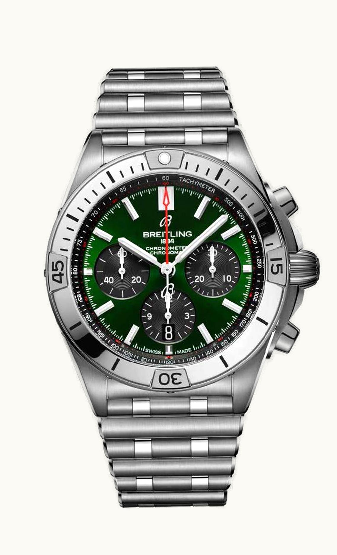 Breitling Chronomat B01 42 Stainless Steel / Green / Rouleaux
