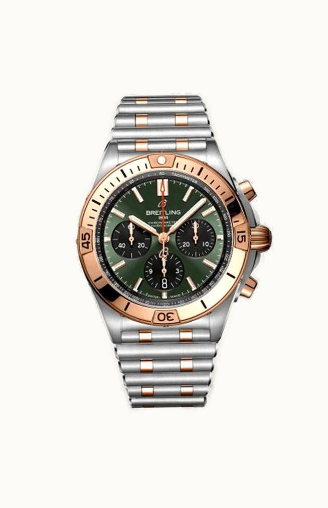 Breitling Chronomat B01 42 Stainless Steel / Red Gold / Green / Korea