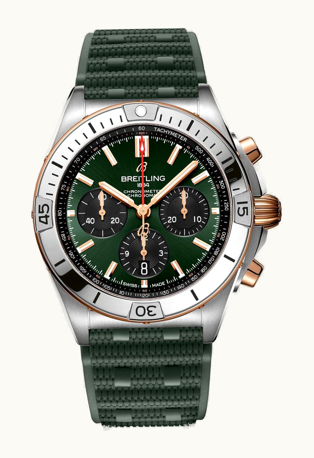 Breitling Chronomat B01 42 Stainless Steel - Red Gold / Green / Rubber