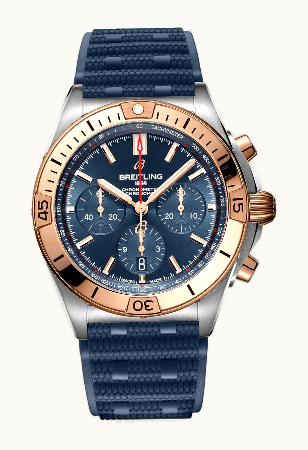 Breitling Chronomat B01 42 Stainless Steel / Red Gold / Blue / Rubber