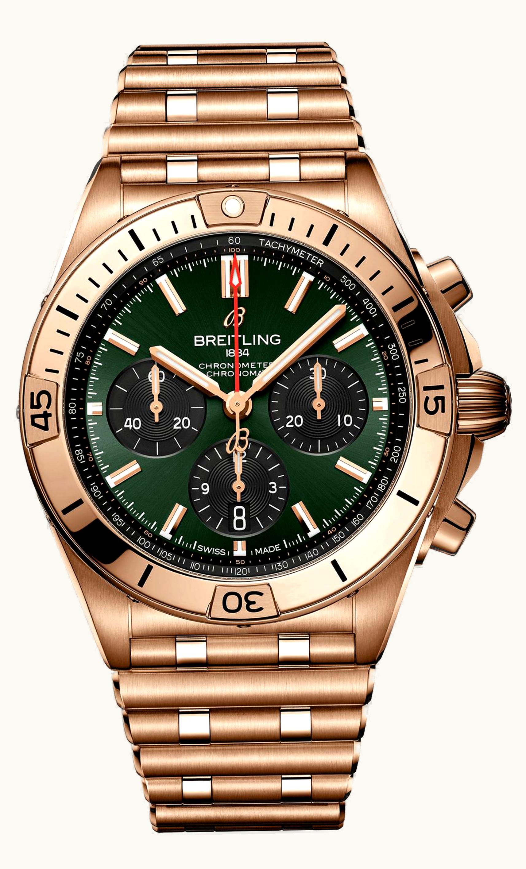 Breitling Chronomat B01 42 Red Gold / Green / Rouleaux