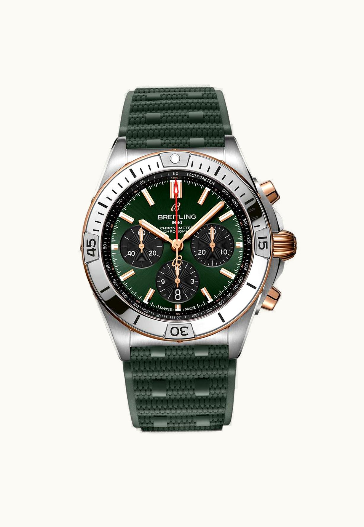 Breitling Chronomat B01 42 Titanium / Green / Watches of Switzerland