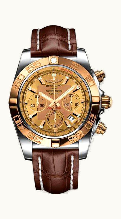 Breitling Chronomat 44 Stainless Steel / Rose Gold / Golden Sun / Croco / Pin